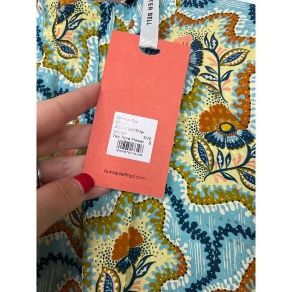 NWT Hunter Bell Long Sleeve Abstract Graham Top Tea Time Flower Size: Small